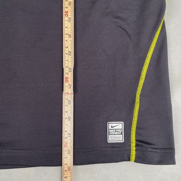 Nike Pro Combat Compression L/S Shirt Mens XL Fitted Dri-Fit Neon Yellow Gray - Picture 5 of 6